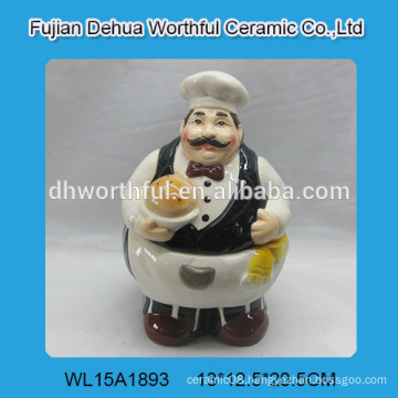 Creative chef shaped ceramic containers with lids